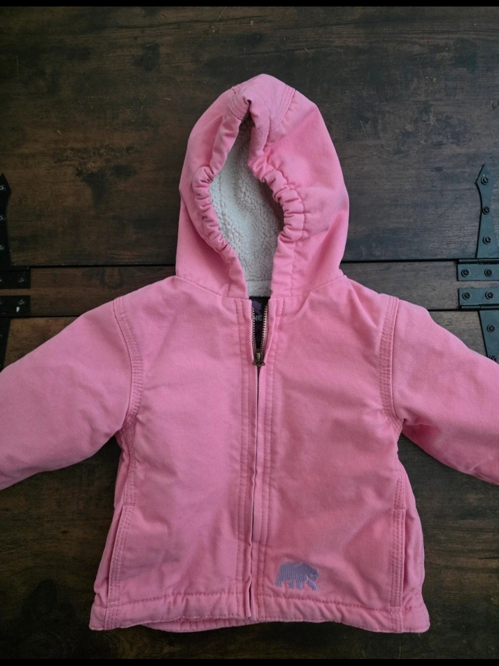 Pink Hooded Sherpa-Lined Kids Jacket